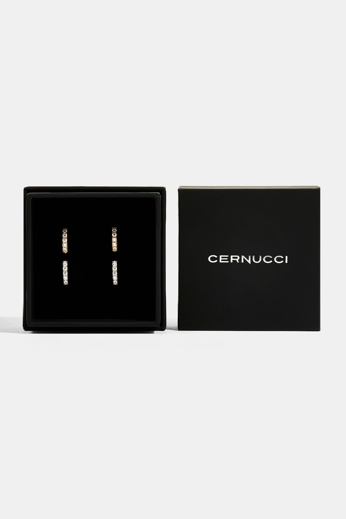 Iced Thin Huggie Earrings Set - 12mm