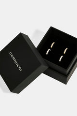 Iced Thin Huggie Earrings Set - 12mm