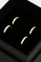 Iced Thin Huggie Earrings Set - 12mm