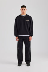 Cernucci Embroidered Oversized Sweatshirt - Black