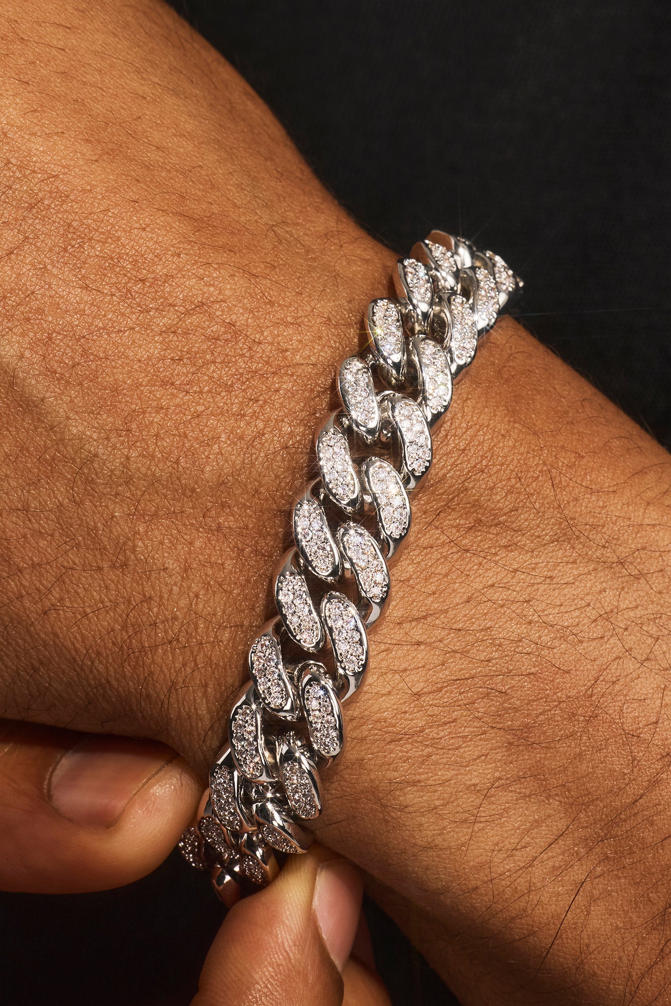 Iced Cuban Link Bracelet - 12mm - White