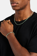 2mm Green And White Tennis Chain - White Gold