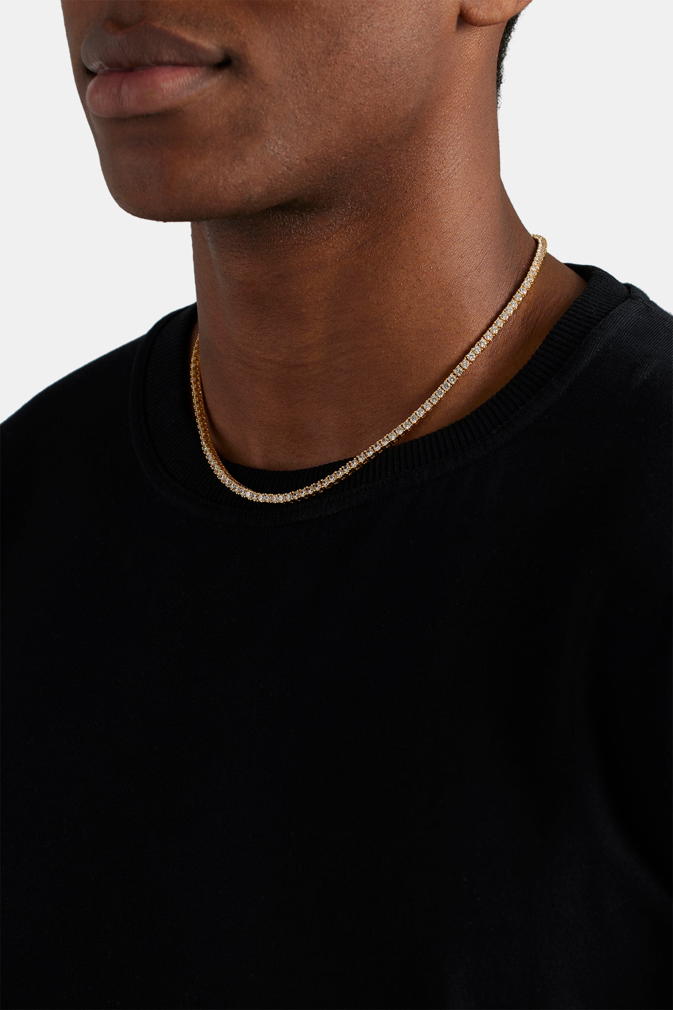 グリッター　Luxury Tennis Necklace【3mm / GOLD】 3mm Tennis Chain - Gold – Adamans