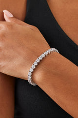 Womens Tennis Chain & Tennis Bracelet Set - 5mm - White