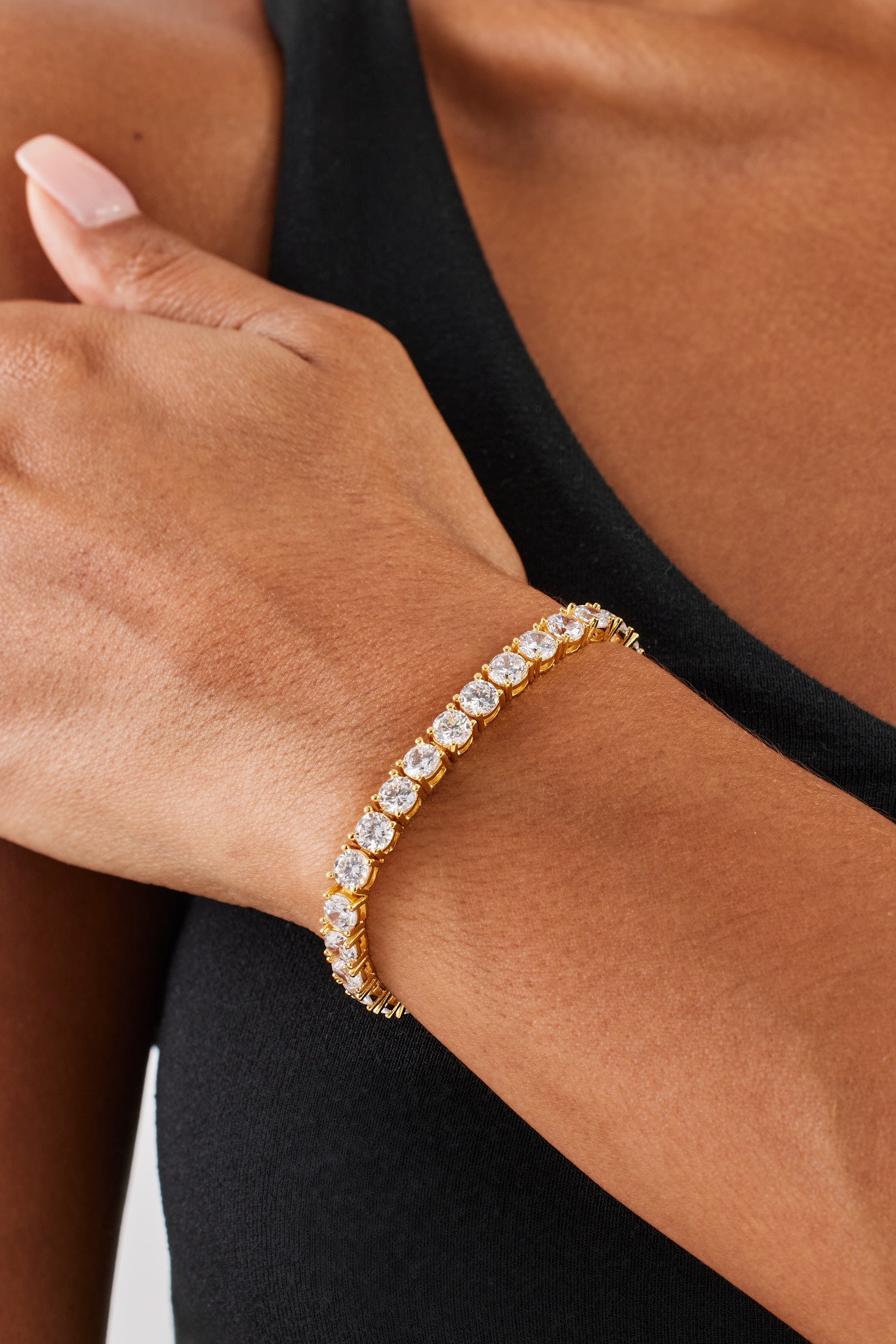 Womens 5mm Tennis Bracelet - Gold