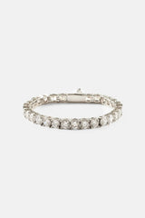 Womens Tennis Chain & Tennis Bracelet Set - 5mm - White