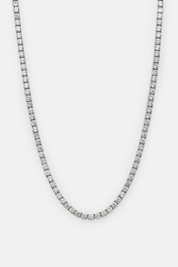 Womens Tennis Chain & Tennis Bracelet Set - 5mm - White