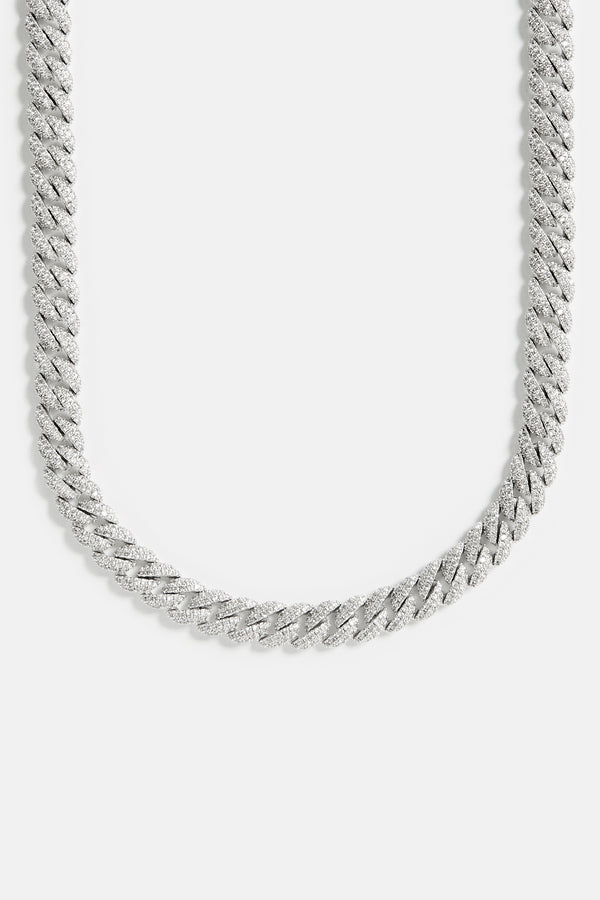8mm Iced Cuban Link Chain - White Gold