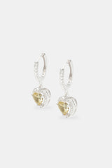 Lemon heart drop earrings on white background