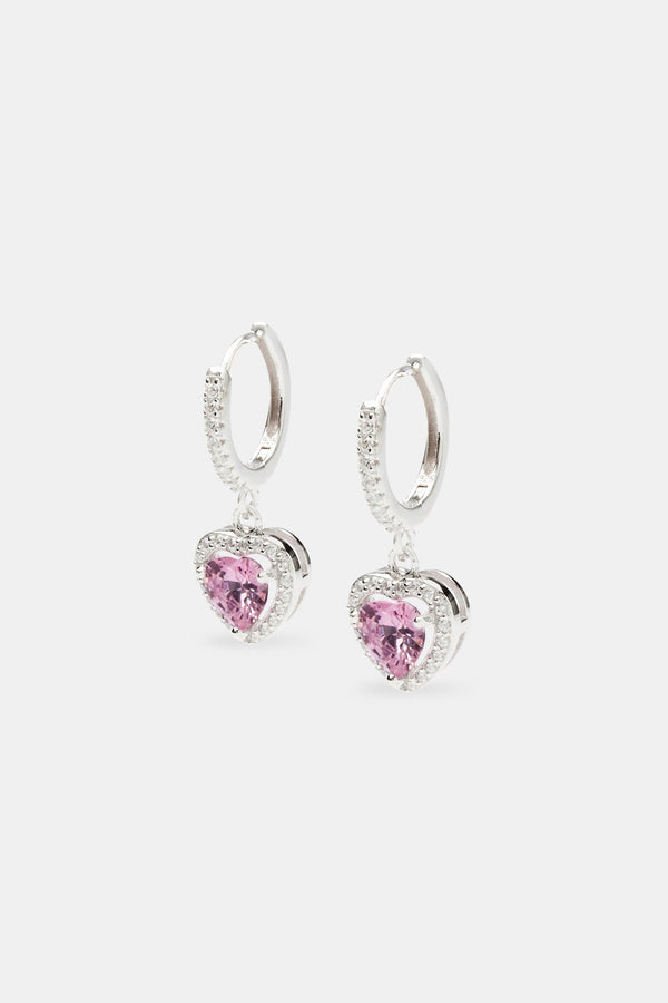 Pink Heart Drop Earrings - 25mm
