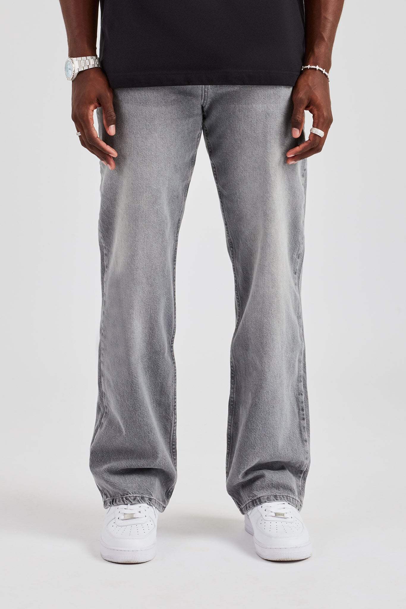 Mens Relaxed Fit Jeans - Washed Grey | Mens Denim | Shop Denim Jeans at ...