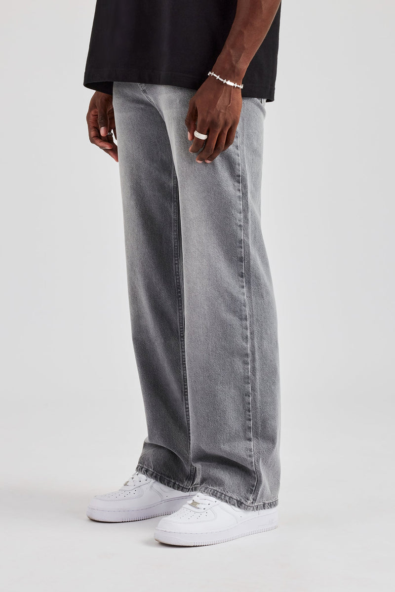 Mens Relaxed Fit Jeans - Washed Grey