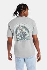 Washed Rhinestone Graphic T-Shirt - Grey