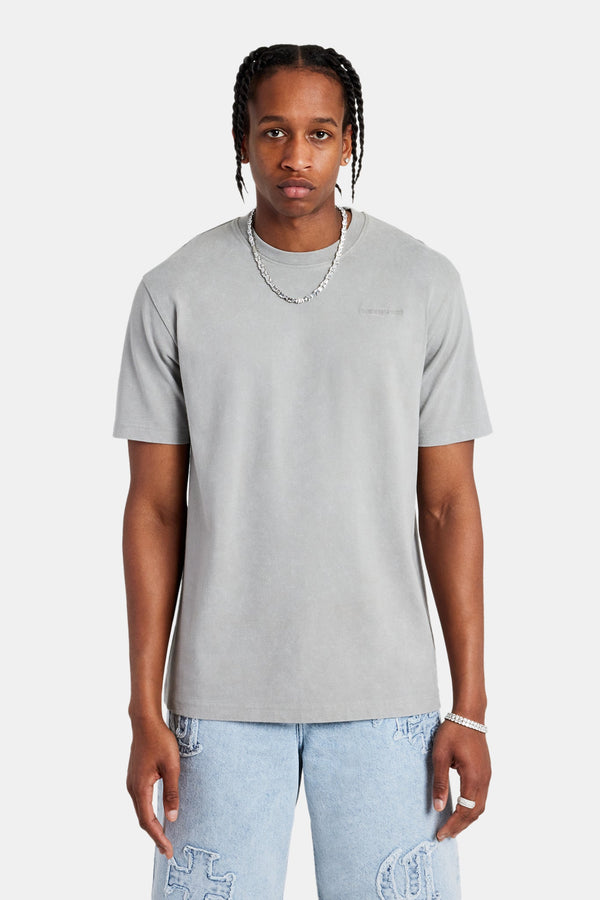 Heavyweight Washed Rhinestone Graphic T-Shirt - Grey