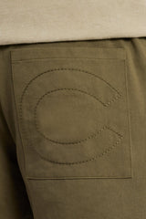 Text Panelled Shorts - Khaki