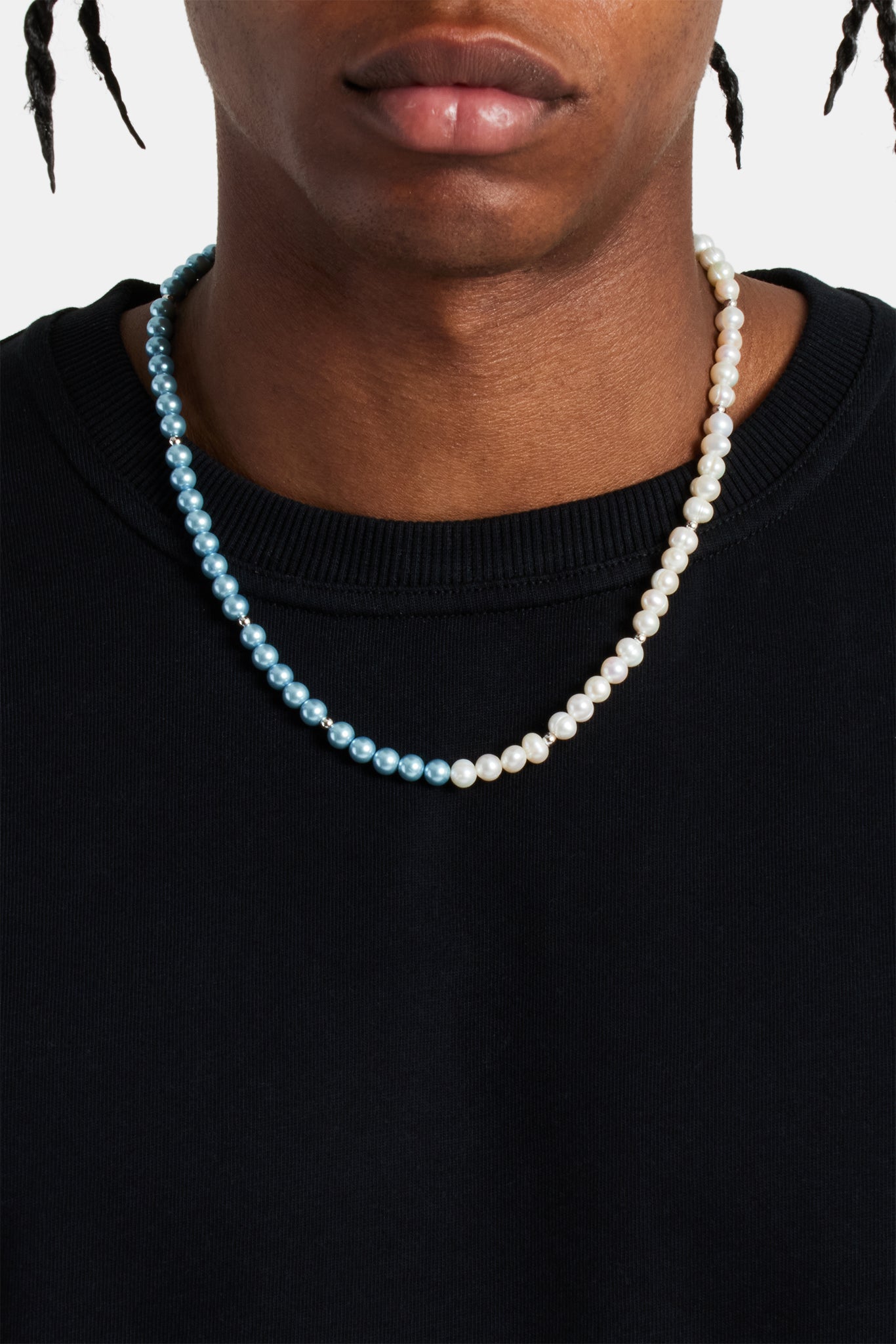 Freshwater Pearl & Blue Pearl Necklace - 6mm