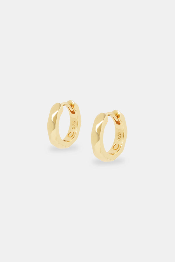 Pyramid Hoop Earrings - Gold