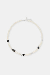 Iced Black Motif Freshwater Pearl Necklace