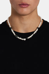 Iced Black Motif Freshwater Pearl Necklace