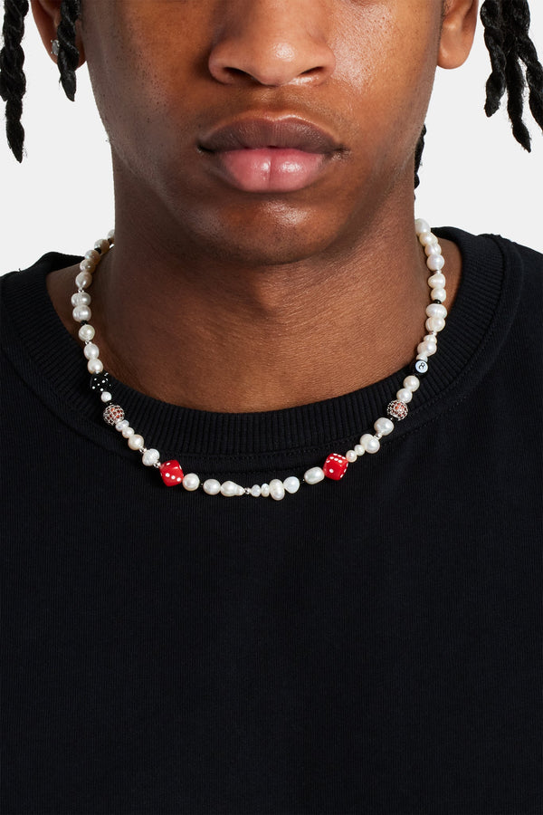 Freshwater Pearl Black Motif Necklace