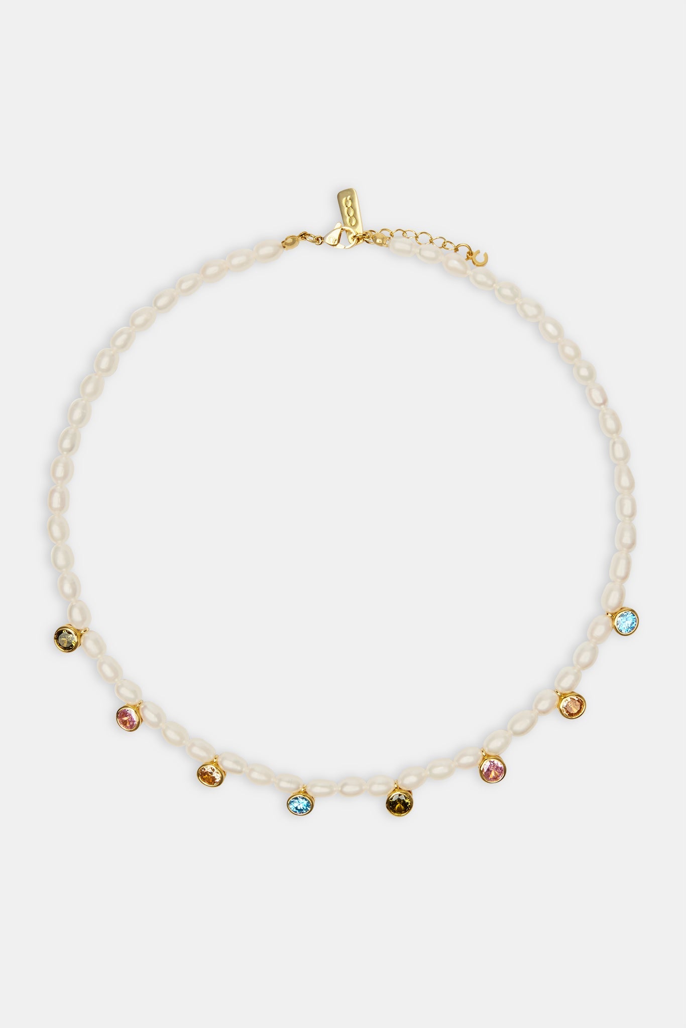 Freshwater Pearl Drop Gem Necklace - 6mm