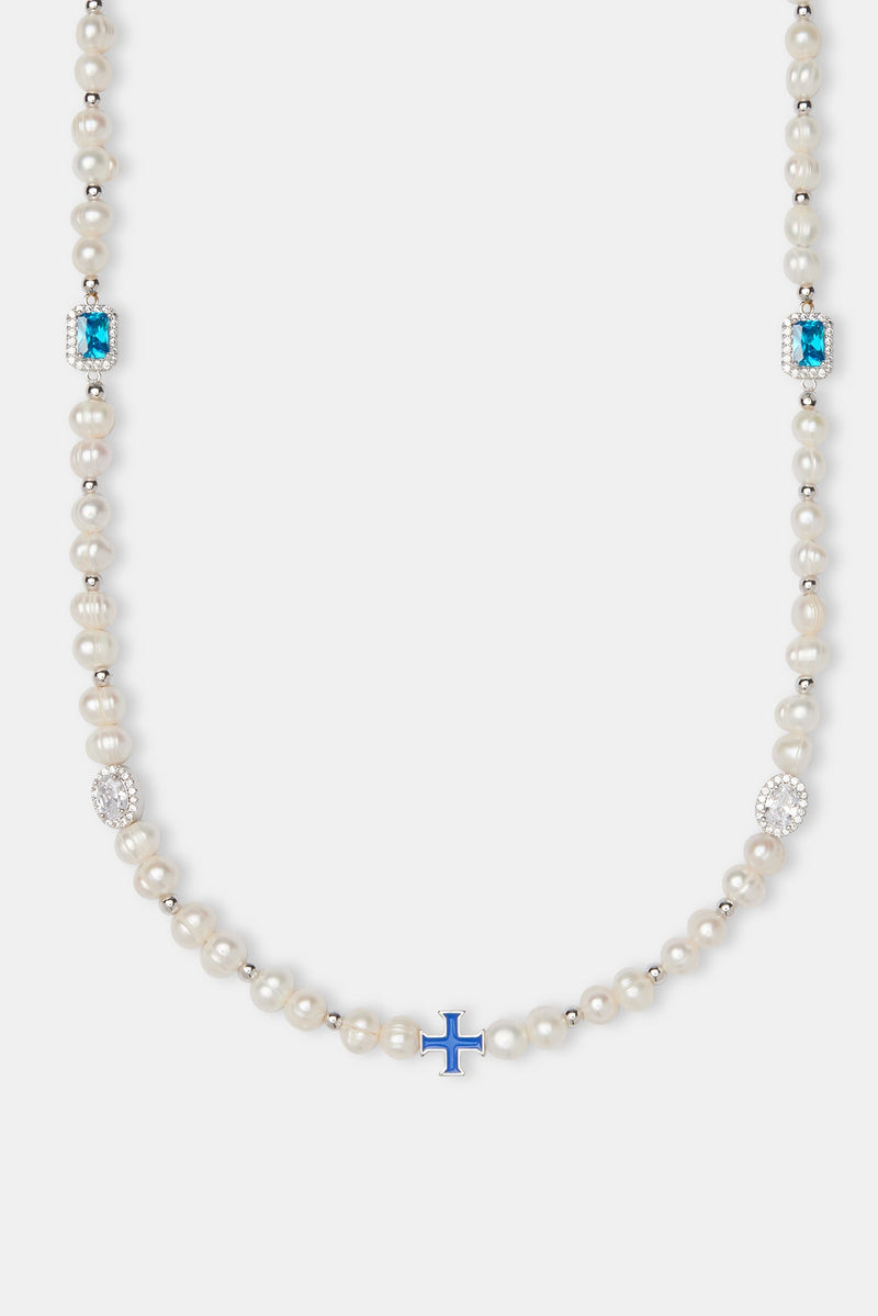 Freshwater Pearl Blue Motif Necklace