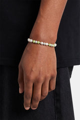 Freshwater Pearl Ice Ball & Green Bead Bracelet