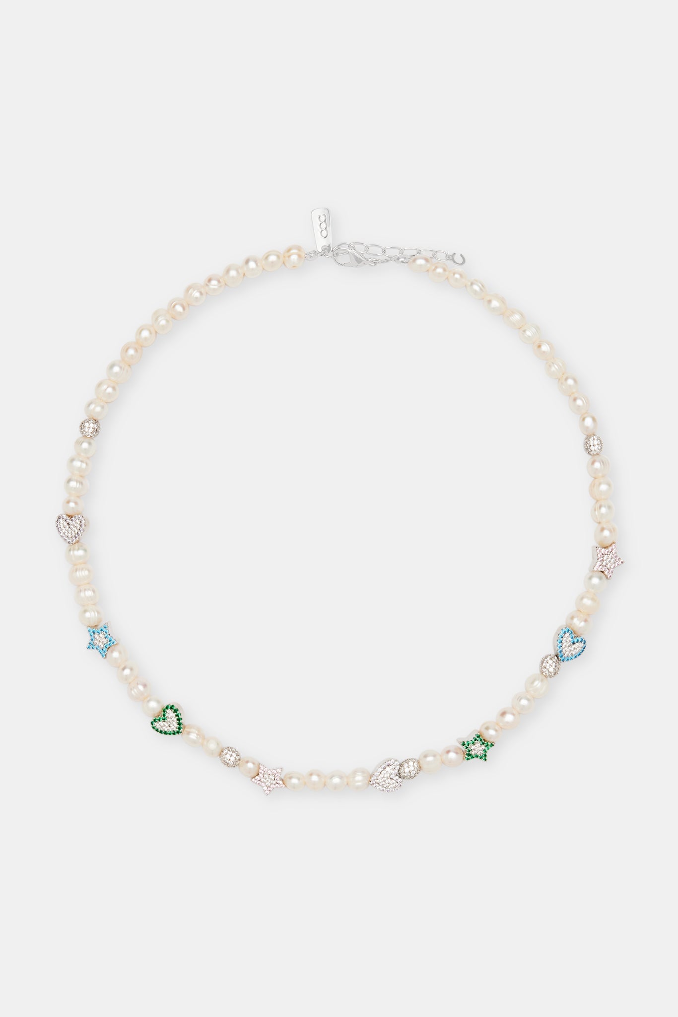 Freshwater Pearl Iced Mixed Motif Necklace - 6mm