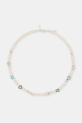 Freshwater Pearl Iced Mixed Motif Necklace