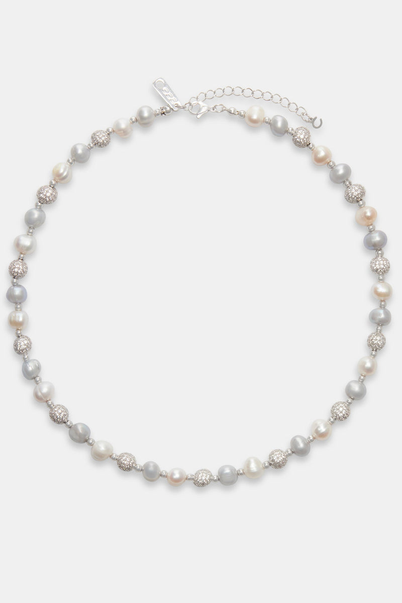 Freshwater Pearl Ice Ball Necklace - White