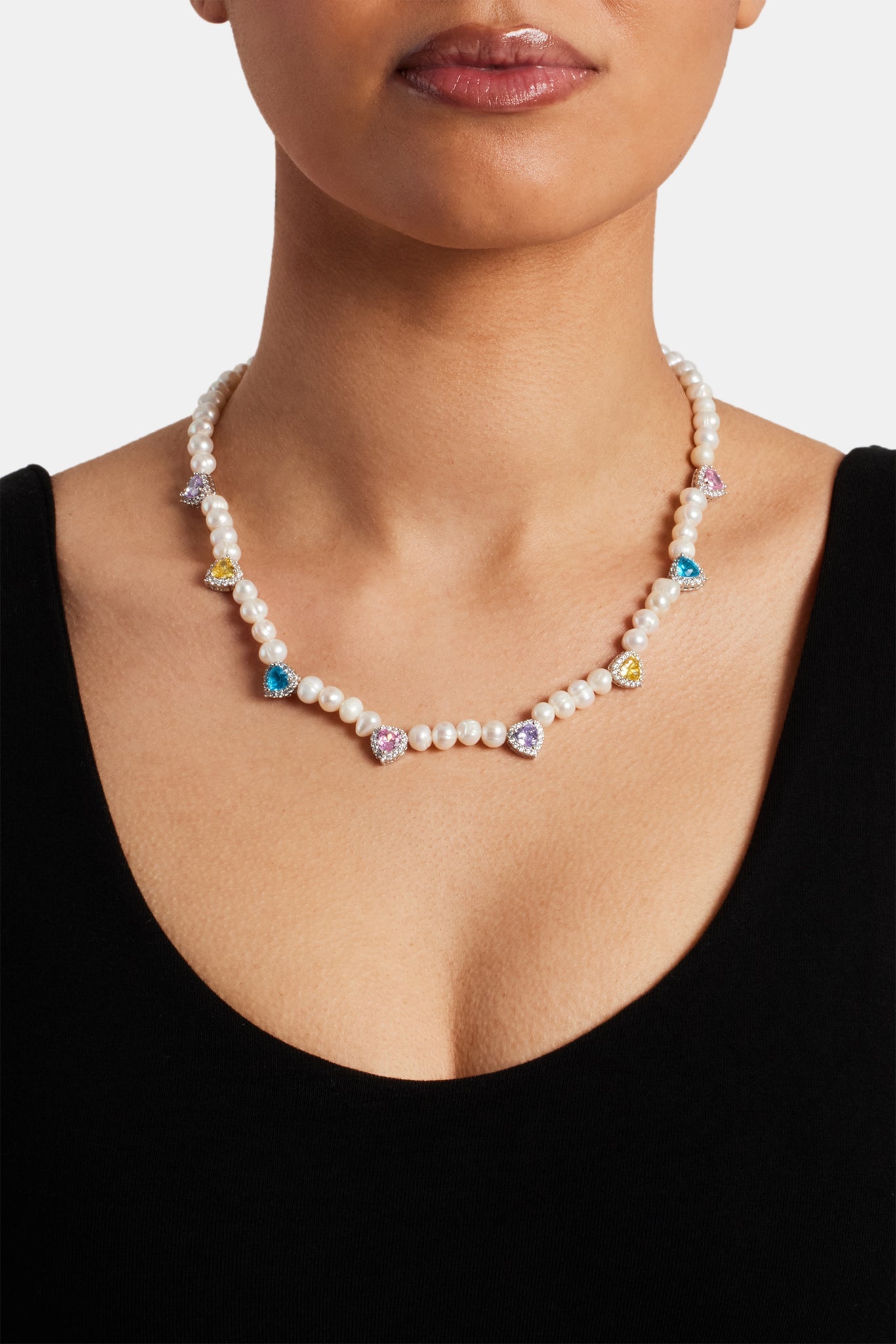 Freshwater Pearl Heart Gemstone Necklace - 6mm