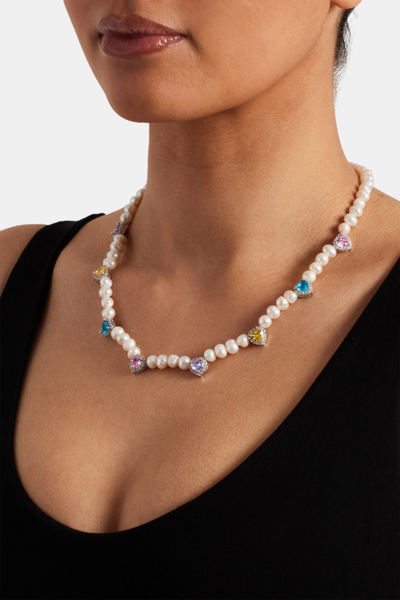 Freshwater Pearl Heart Gemstone Necklace - 6mm