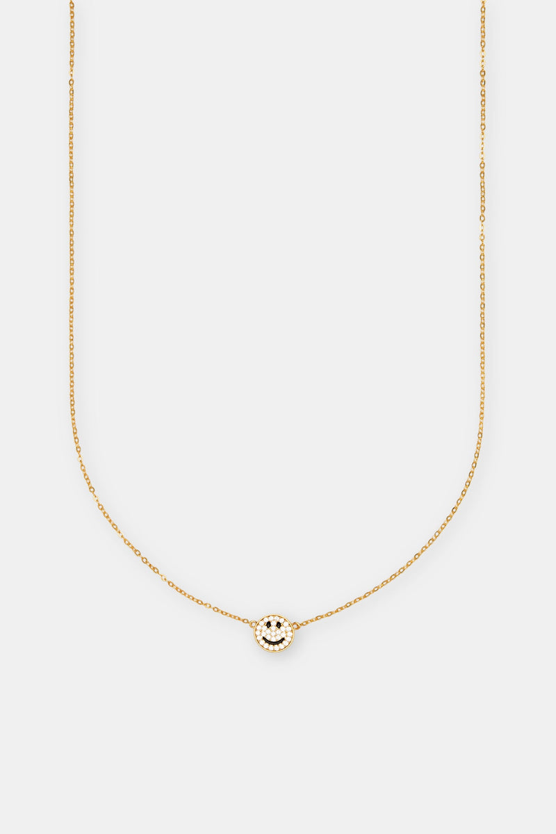 Iced Happy Face Motif Necklace