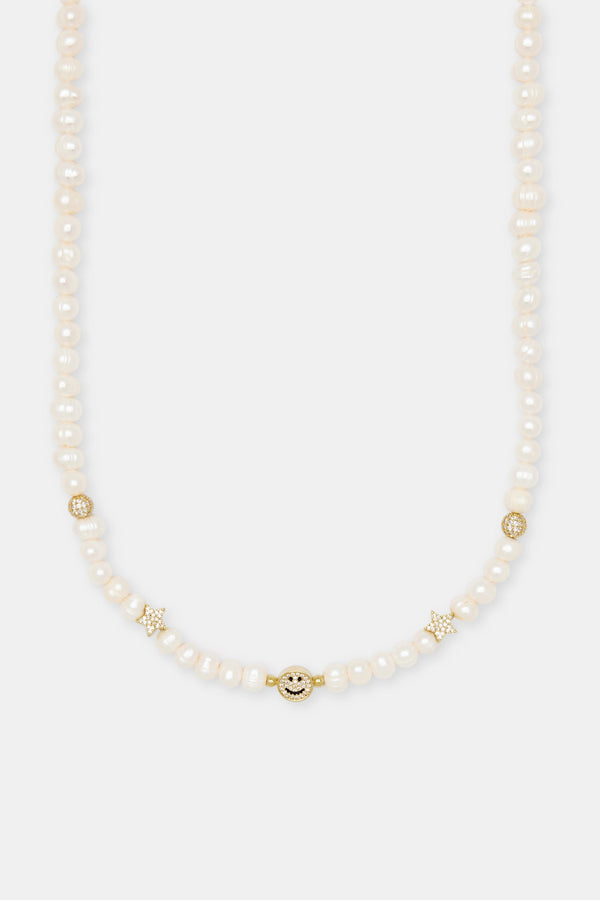 Iced Motif Freshwater Pearl Necklace