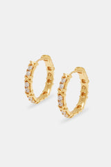 Iced Hoop Earrings - Gold 15mm