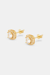 Iced Cluster Stud Earrings - Gold