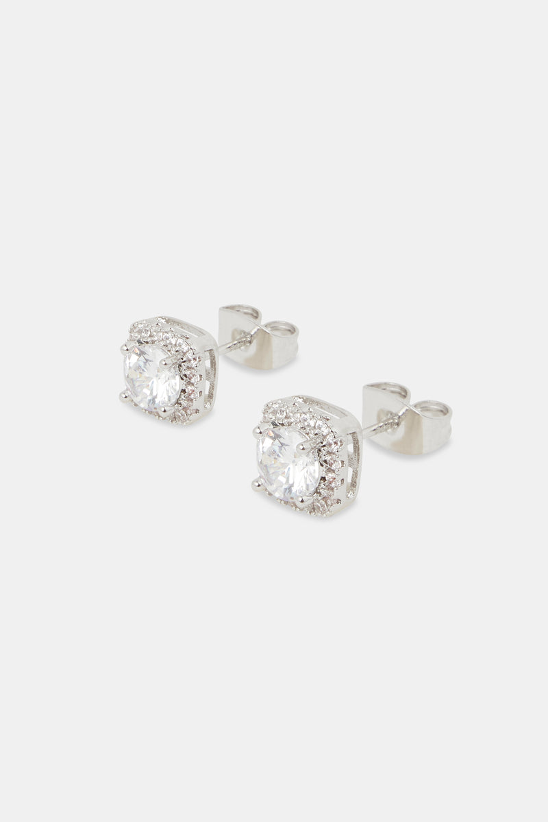 7mm Iced Cluster Stud Earrings