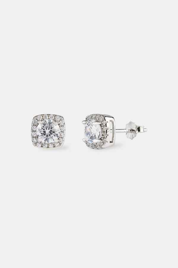 7mm Iced Cluster Stud Earrings