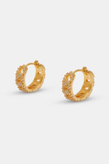 Iced Cuban Hoop Earrings - Gold