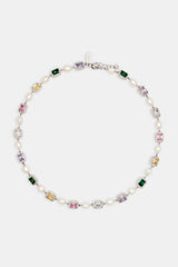 Multi Colour Gemstone Freshwater Pearl Necklace