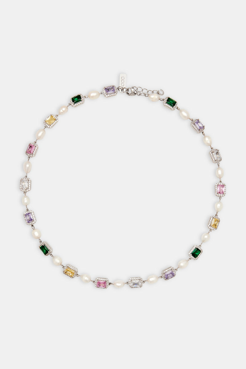 Multi Colour Gemstone Freshwater Pearl Necklace