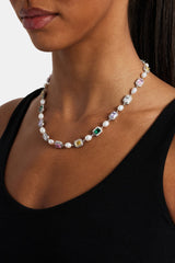 Multi Colour Gemstone Freshwater Pearl Necklace