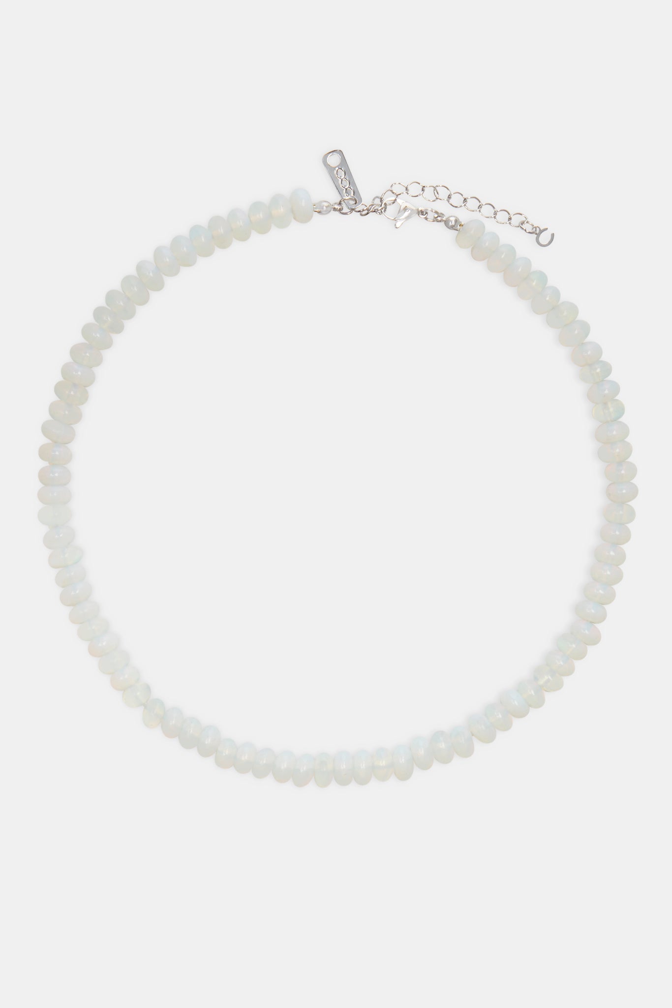 Opal Bead Necklace - White - 6mm