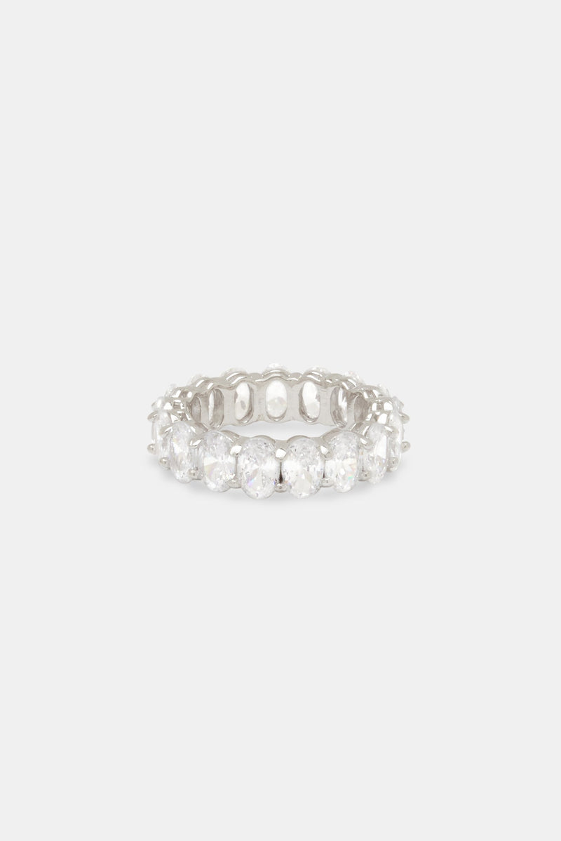 Iced Oval CZ Tennis Ring - 7mm