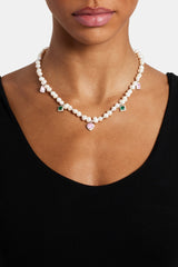 Pink & Green Mixed Gem Freshwater Pearl Necklace - 6mm