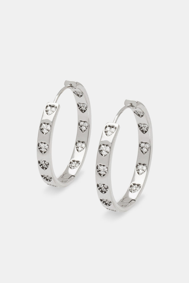 Polished Heart Hoop Earrings - 28mm