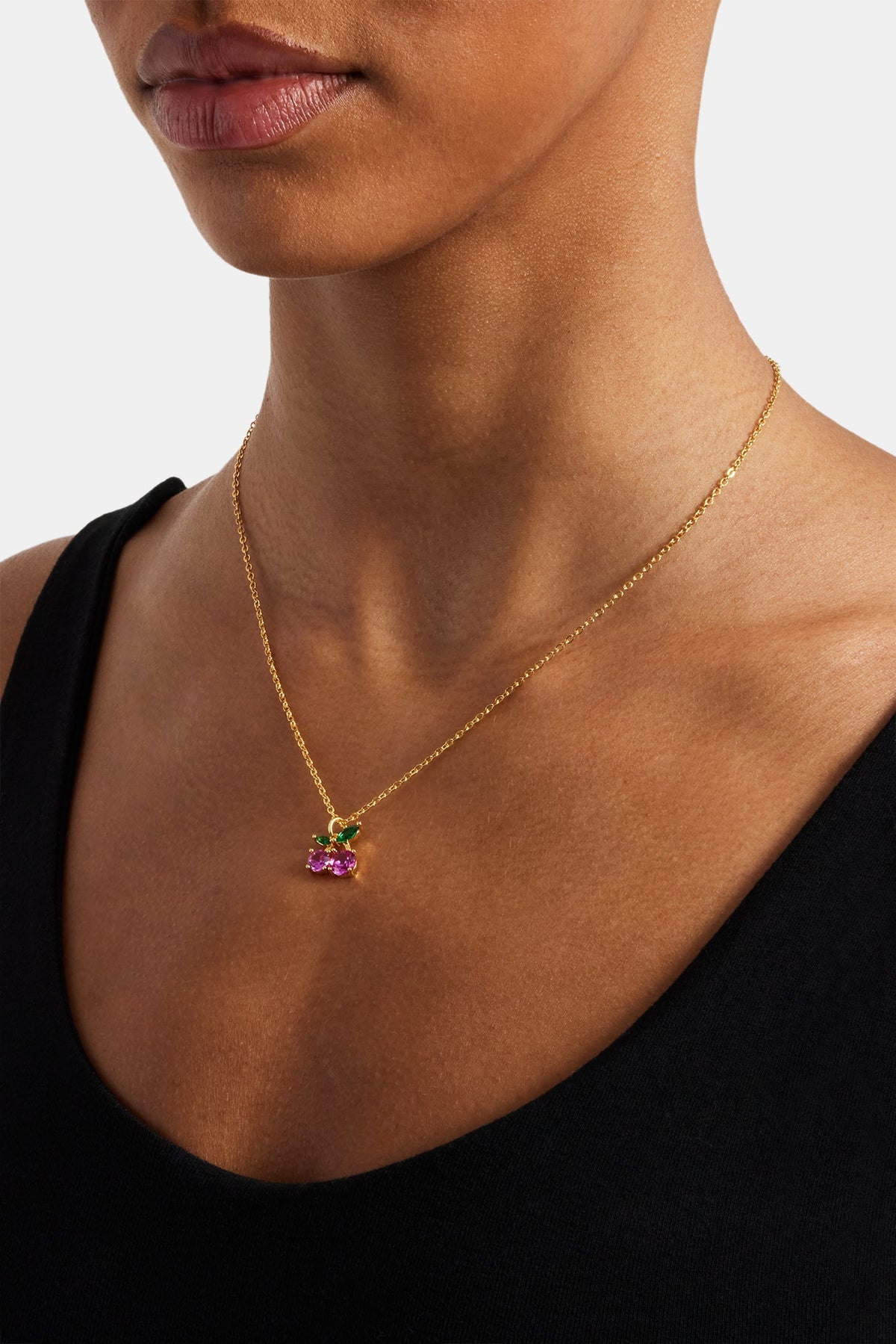 Iced Pink Cherry Necklace | Womens Necklaces | Shop Iced Necklaces 