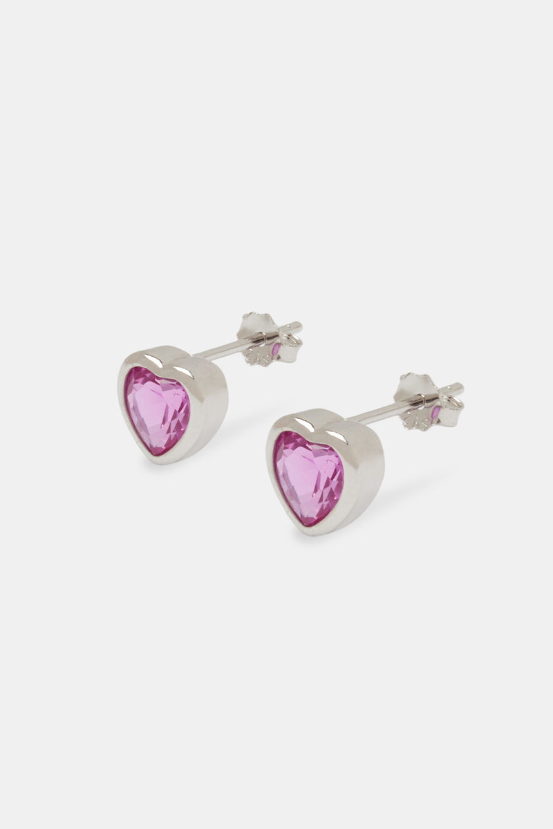 Heart Gemstones Stud Earrings - 5mm