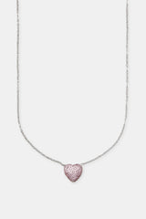 Iced Pink  Heart Necklace - 12mm