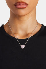 Iced Pink  Heart Necklace - 12mm